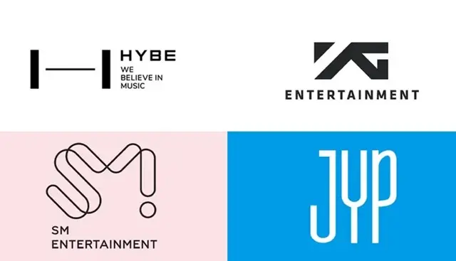 YG Entertainment, HYBE, SM Entertainment ,JYP Entertainmen
